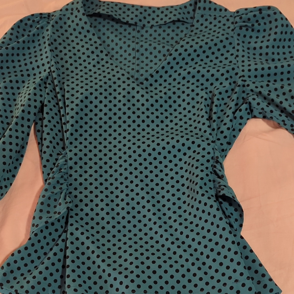 Elegant Teal Polka Dot Blouse